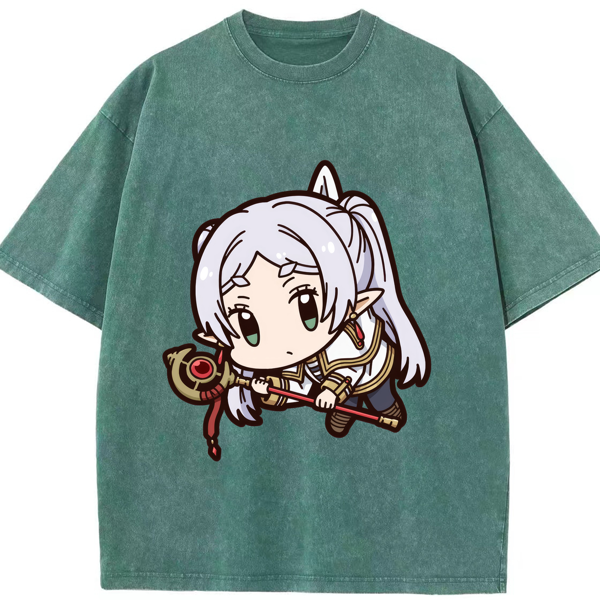 （画像用） 葬送のフリーレン Frieren 綿100% ヴィンテージ風 半袖Tシャツ（フロントプリント）